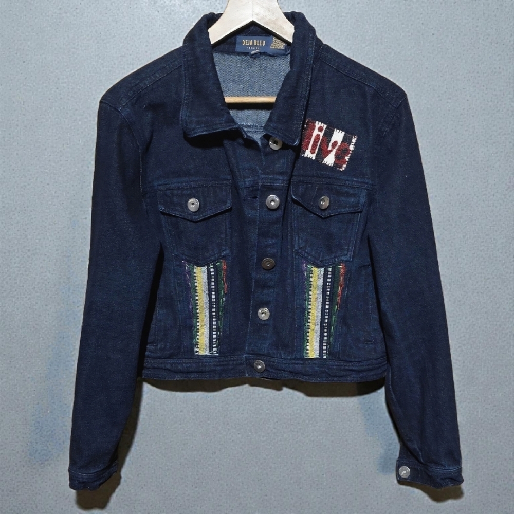 Upcycled Denim Jacket with Owl Patch - Picture 4 of 8